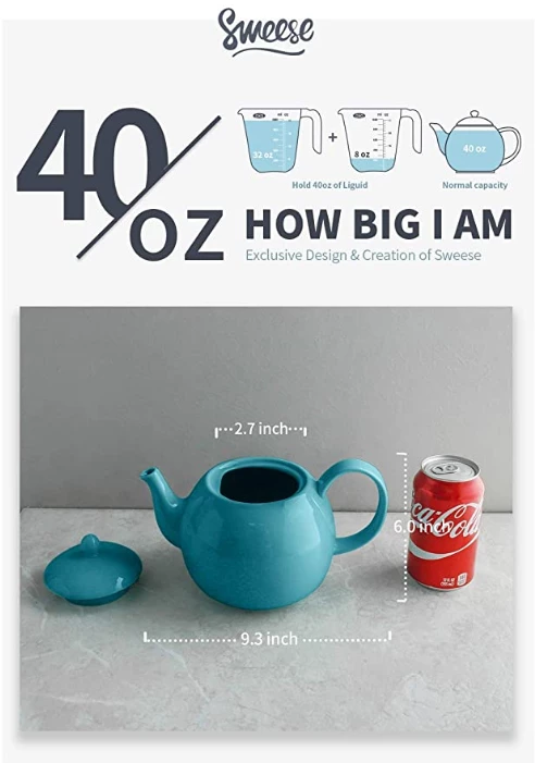 Top 10 ✔️ Sweese 40 Ounces Porcelain Teapot 🌟 5 Top 10 ✔️ Sweese 40 Ounces Porcelain Teapot 🌟 - Image 5