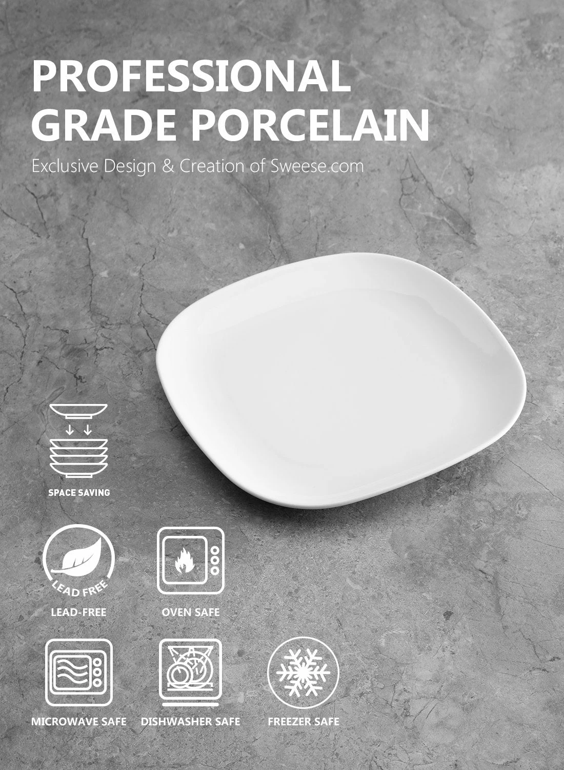 Best Sale โค๏ธ Sweese Square White Porcelain Plates ๐ 4 Best Sale โค๏ธ Sweese Square White Porcelain Plates ๐ - Image 4