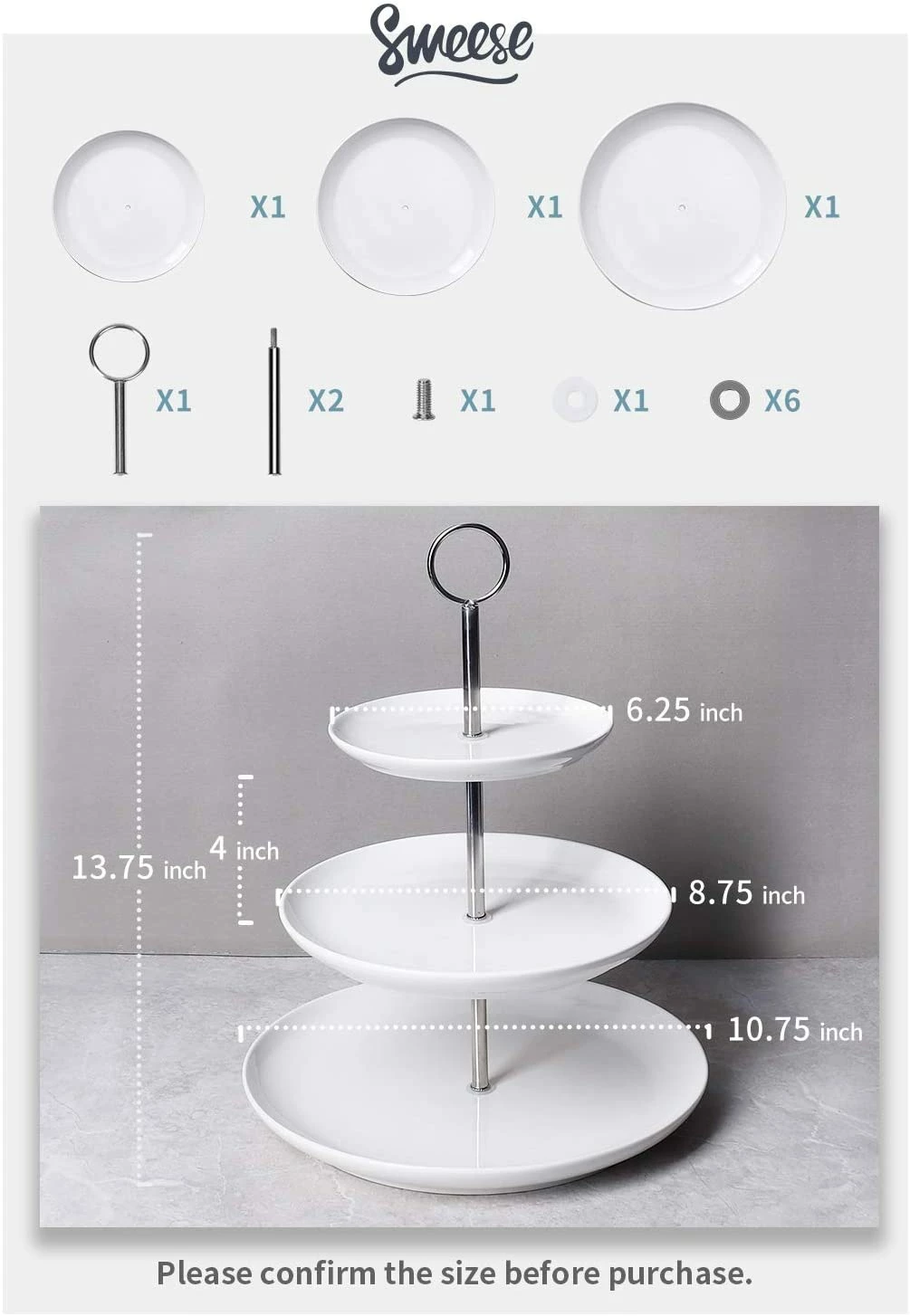 Buy ⭐ Sweese 3 Tier White Porcelain Cake Stand 😀 5 Buy ⭐ Sweese 3 Tier White Porcelain Cake Stand 😀 - Image 5