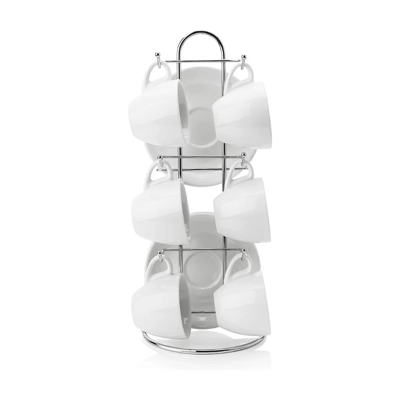 Deals ๐ Sweese Porcelain Espresso Cups with Saucers and Metal Stand ๐ 1 Deals ๐ Sweese Porcelain Espresso Cups with Saucers and Metal Stand ๐