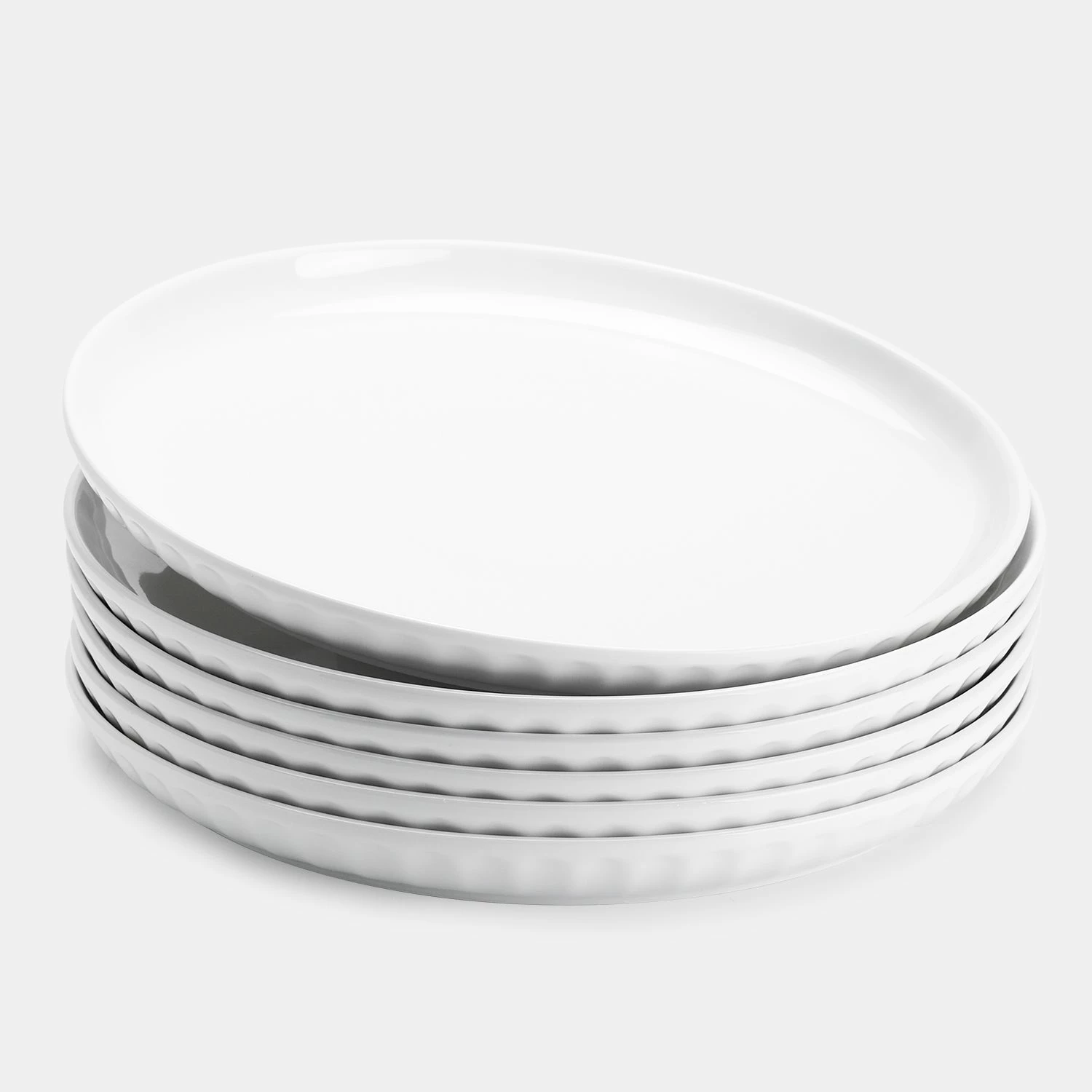 Outlet 🤩 Sweese White Fluted Round Porcelain Plates 🥰 1 Outlet 🤩 Sweese White Fluted Round Porcelain Plates 🥰