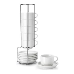 Best reviews of ๐ Sweese Porcelain Stackable Coffee Cups with Saucers and Metal Stand ๐