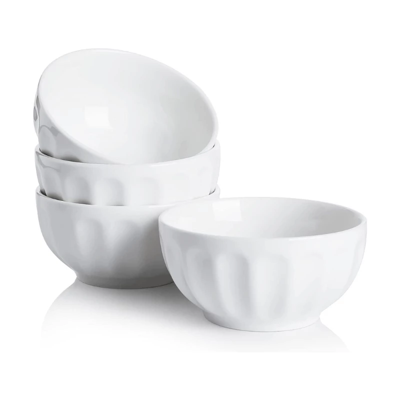 Discount ๐ Sweese White Fluted Porcelain Bowls, Set of 6 โญ 4 Discount ๐ Sweese White Fluted Porcelain Bowls, Set of 6 โญ - Image 4