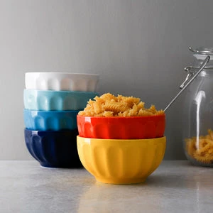 Best Pirce π Sweese Steel Blue Porcelain Fluted Bowls, Set of 4 π 2 Best Pirce π Sweese Steel Blue Porcelain Fluted Bowls, Set of 4 π - Image 2