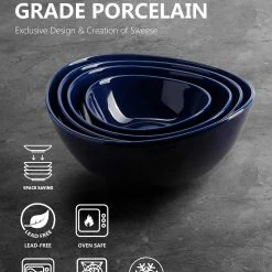 Budget 🥰 Sweese Navy Curved Porcelain Bowls ✔️ 11 Budget 🥰 Sweese Navy Curved Porcelain Bowls ✔️ -Sweese Elegant Shop nestingbowlssetnavysize