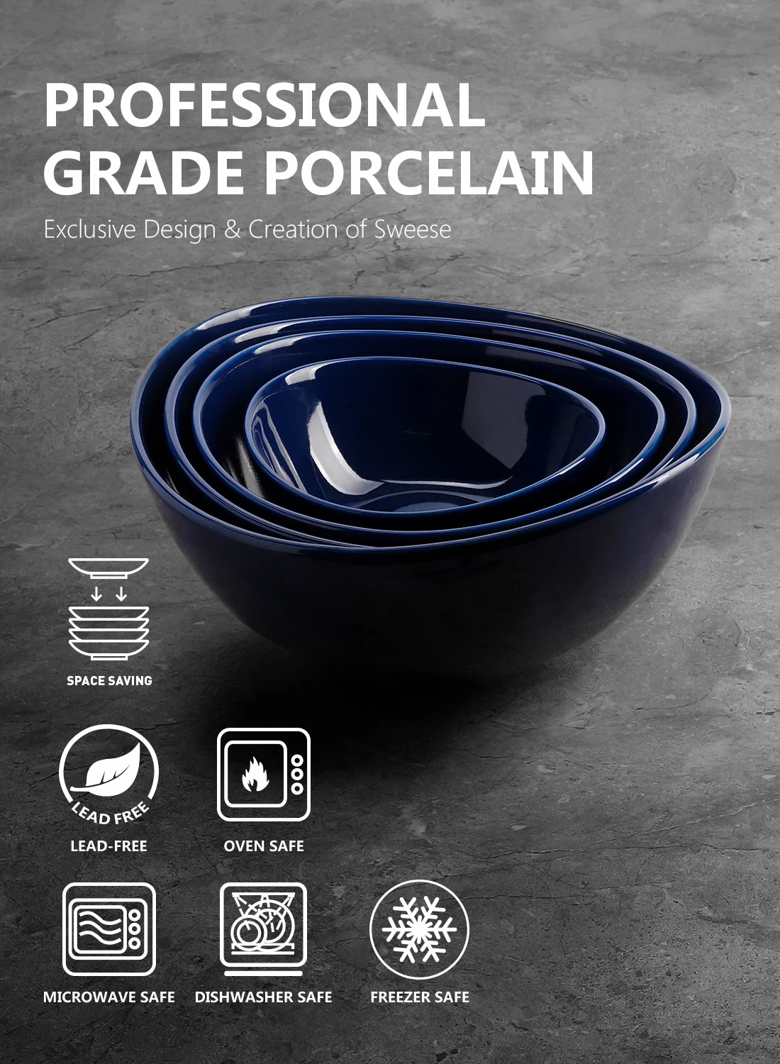 Budget 🥰 Sweese Navy Curved Porcelain Bowls ✔️ 4 Budget 🥰 Sweese Navy Curved Porcelain Bowls ✔️ - Image 4